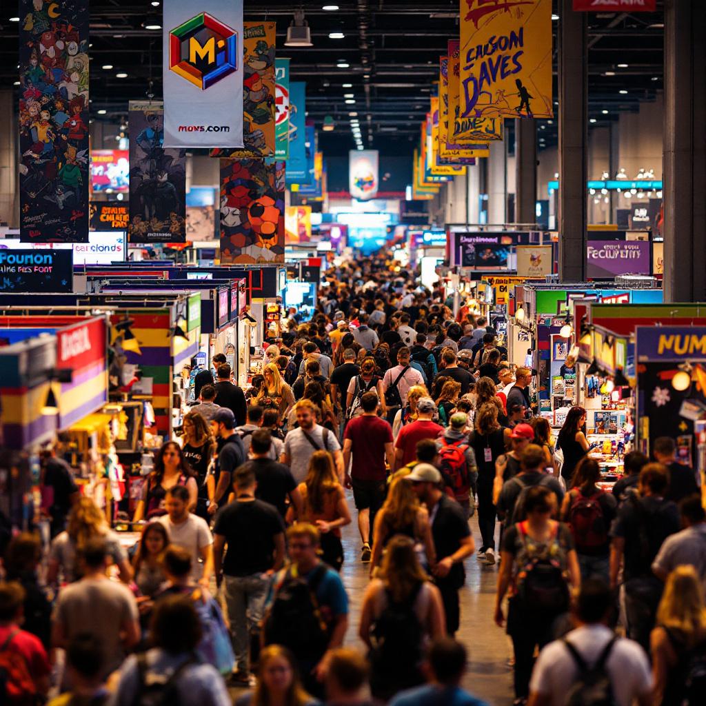 Convention floor with engaged attendees